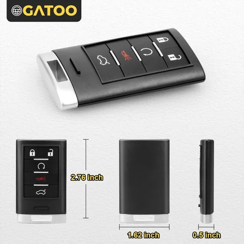Vista 5 de Llavero de repuesto para Cadillac STS CTS 2008 2009 2010 2011 2012 2013, 5 botones 315 MHz con llave de puerta