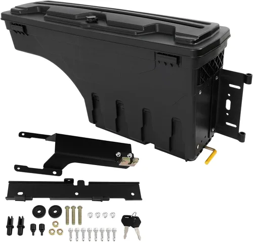 Vista 8 de ROADFAR Caja de almacenamiento de repuesto para caja de camioneta para Ford F-150 2015-2022, tapa con cerradura con llave 2015-2022, cajas