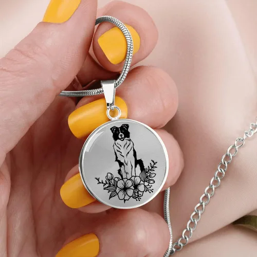 Vista 3 de Border Collie - Collares para amantes de las mascotas para mujeres y niñas, lindas fronteras para perros Collie, primavera, verano, flores florales