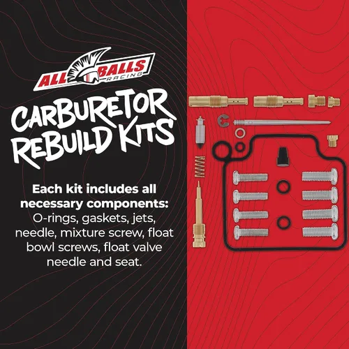 Vista 2 de All Balls Racing 26-1373 Kit de Reconstrucción de Carburador Compatible con/Reemplazo para Honda TRX300 Fourtrax 1991-2000, TRX300FW Fourtrax 4x4