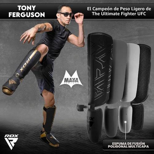 Vista 6 de RDX Espinilleras para kickboxing, Muay Thai y almohadillas de entrenamiento, protección de espuma de empeine Kara de cuero Maya Hide, protector