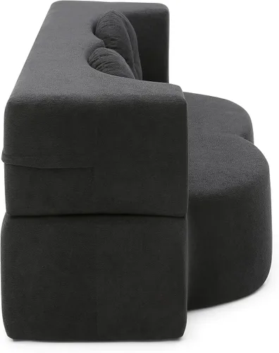 Vista 8 de 2-in-1 Folding Sofa Bed with Pillow, Twin Sleeper Sofa, Floor& Futon Loveseat Couch, Foam Folding Mattress Sleeper for Living Room, Guest Use Black