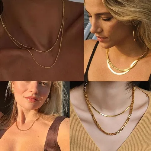 Vista 8 de Jstyle Collar de cadena de eslabones de acero inoxidable para hombres y mujeres, 3 piezas de 964 de pulgada (3.5 mm)