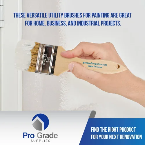 Vista 6 de Pro Grade Brochas para virutas de 2.5 pulgadas, pinceles de pintura desechables, para manchas, paquete de 24 Cerda natural, mango de madera