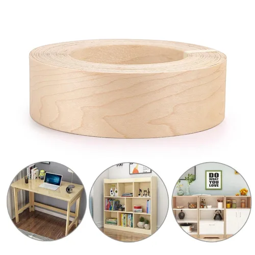 Vista 9 de Skelang Rollo de Banda de Borde de Chapa de Madera de Arce de 2" x 50' Preencolada para Planchar con Adhesivo Termofusible Cinta de Madera Flexible
