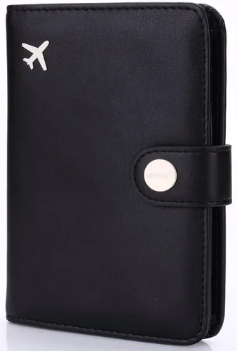 Vista 5 de ZOPPEN Combo de funda para pasaporte con compartimiento para carné de vacunación con protección de bloqueo de interferencia de radiofrecuencia