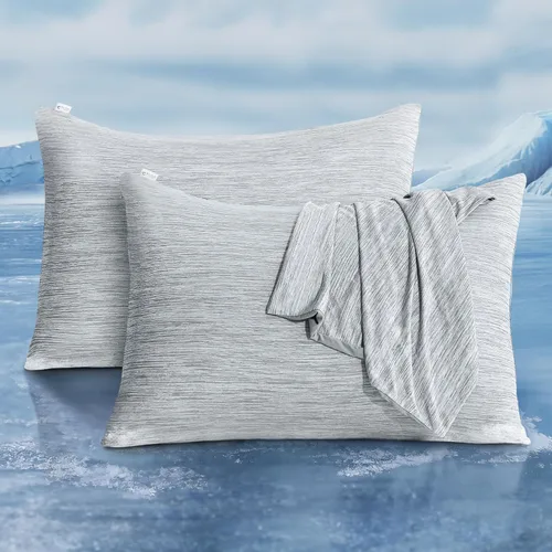 Vista 12 de LUXEAR Fundas de almohada refrescantes para durmientes acalorados, Arc-Chill Q-Max de doble cara mejorada > 0.5 Funda de almohada de satén