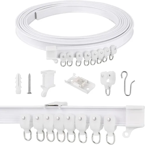 Vista 3 de Pista de cortina de techo flexible flexible, 6.6 ft PVC White Curtain Rail Set, For Curtain, Window, Shower, RV, Camper, Room Divider, Hospital