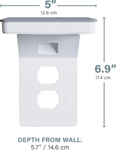 Vista 3 de Sanus Estante de salida para dispositivos pequeños hecho para Google en blanco y gris niebla. Capacidad para pequeños dispositivos electrónicos