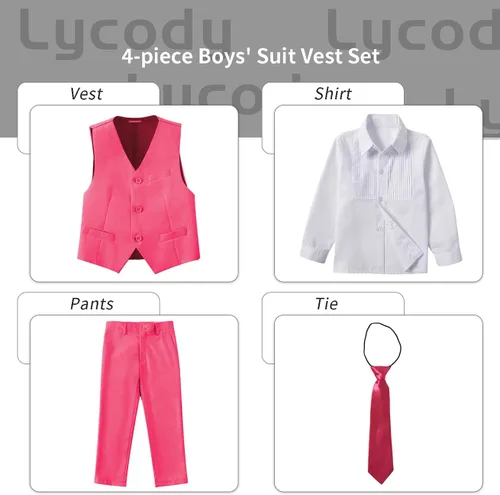 Vista 5 de Conjunto de chaleco para niños, trajes formales, trajes de boda, ropa de vestir
