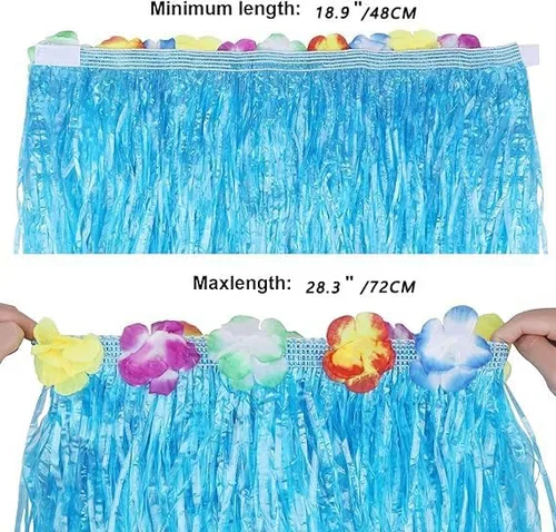 Vista 6 de PHOGARY 8 PCS Hula Skirt Costume Accessory Kit Luau Party Dress Up for Girls, 40 CM Hawaiian Hula Dancing Skirt Set