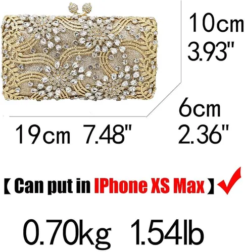 Vista 2 de Boutique De FGG Bolsos de noche de flores para mujer, bolso de mano de cristal, bolso de boda y bolso de fiesta nupcial