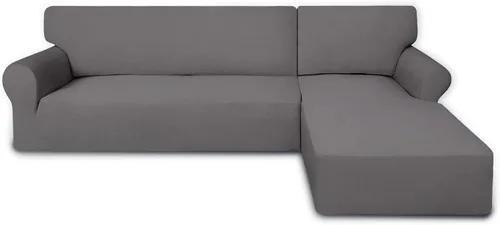 Vista 8 de PureFit - Fundas superelásticas para sofá modular en L, 2 fundas de elastano antideslizantes con borde elástico, ideal para niños y mascotas