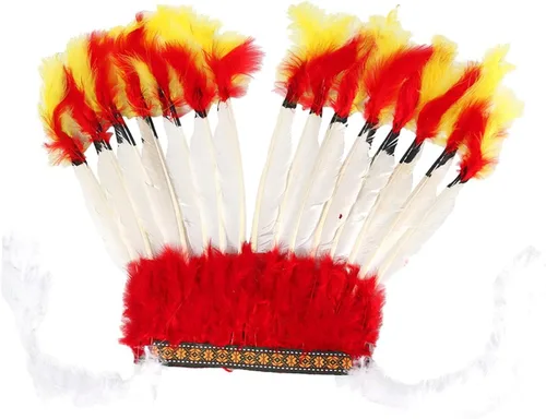 Vista 2 de Yiju Tocado de plumas para decoración de niños, sombrero indio de jefe americano, diadema para carnaval, actuación, fiesta, escenario, mascarada