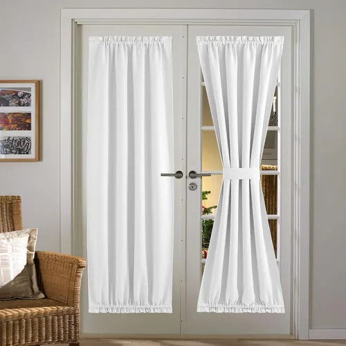 Vista 59 de NICETOWN Cortinas de Lino para Puerta Lateral - Cortinas Opacas con Aislamiento Térmico para Puerta Delantera Francesa para Sombra Pequeña