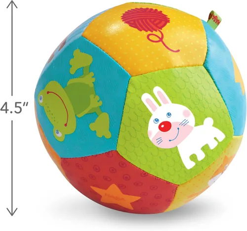 Vista 8 de HABA Pelota suave para bebé, tiempo boca abajo y juego sensorial, pelota de juego infantil de 4.5 pulgadas, ideal para gatear, para bebés de 6 meses