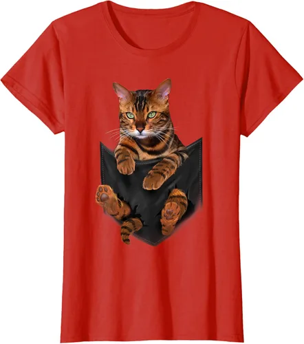 Vista 97 de Camiseta de bolsillo con estampado de tigre y gato Negro