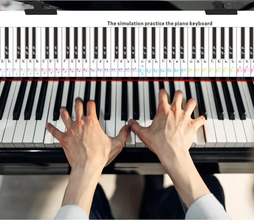 Vista 6 de Teclado de 88 teclas para principiantes, teclado de piano, simulación de dedos, guía de práctica, ayuda para la enseñanza, tabla de notas, cartón