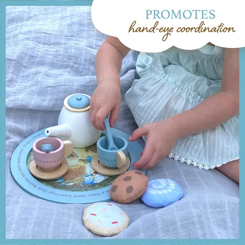 Vista 5 de Kids Preferred Beatrix Potter Peter Rabbit - Juego de té de madera para juego de simulación, 11 piezas
