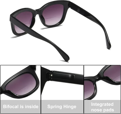 Vista 3 de Gafas de sol bifocales para mujer, lentes de sol de lectura, paquete de 3 lentes de sol UV400 con bisagra de resorte +1.0 3 Mezcla