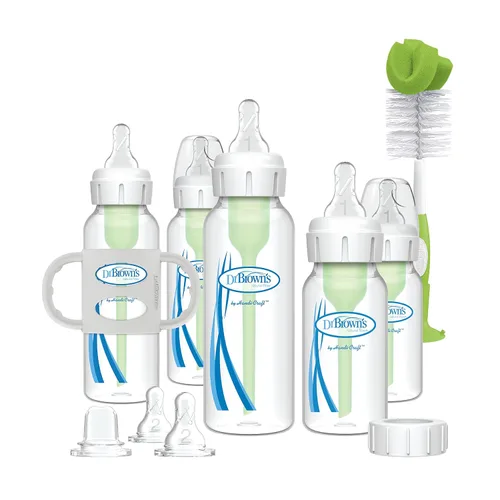 Vista 2 de Dr. Brown's Natural Flow® Anti-Colic Options+™ - Juego de regalo de botella estrecha a sorber con boquilla de silicona suave, asas de silicona