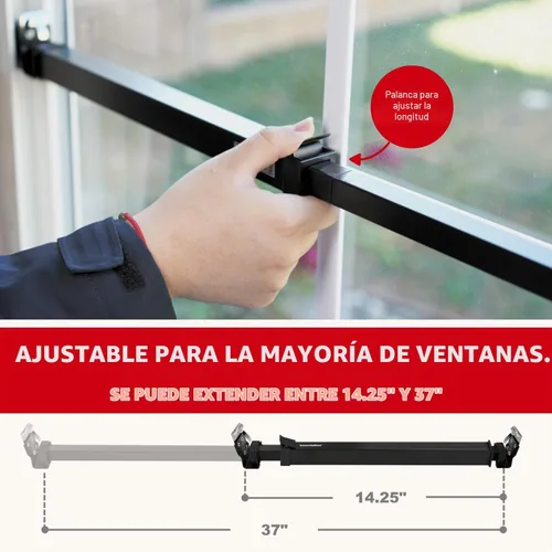 Vista 4 de SecurityMan Barra de seguridad para ventana, fácil de instalar para ventanas horizontales/verticales, barra de bloqueo de ventana ajustable