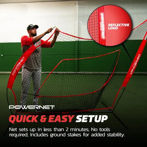 Vista 6 de PowerNet Baseball Softball Practice Net 7x7 with Baseball Accessories for Practice Pitching, Batting & Fielding, Ball Caddy, Weighted Baseballs, Tee