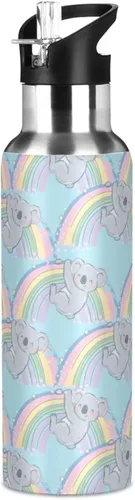 Vista 13 de ALAZA Botella de agua con diseño de bandera estadounidense con diseño de camuflaje grunge con tapa de pajilla, botella térmica de acero inoxidable