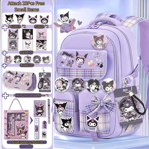 Vista 2 de Mochila Vivixilan Kawaii, Resistente al Agua y Transpirable con Múltiples Bolsillos, Adecuada para Viajes y como Regalo de Cumpleaños, Morado-04