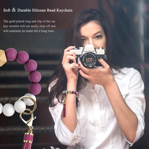 Vista 6 de Pulsera con cuentas de silicona para mujer llavero