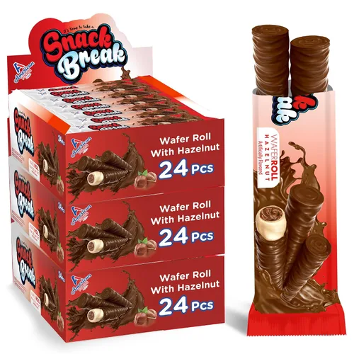 Vista 13 de Snack Break Snacks de oblea enrollada de coco con relleno cremoso de coco, bocadillos de oblea envueltos individualmente, (paquete de 24)