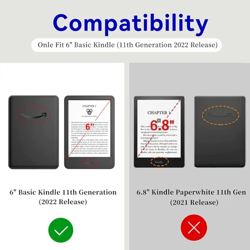 Vista 2 de BVDIKMI Funda para Kindle de 6 pulgadas (versión 11ª generación 2022), funda delgada de piel sintética con encendido y apagado automático