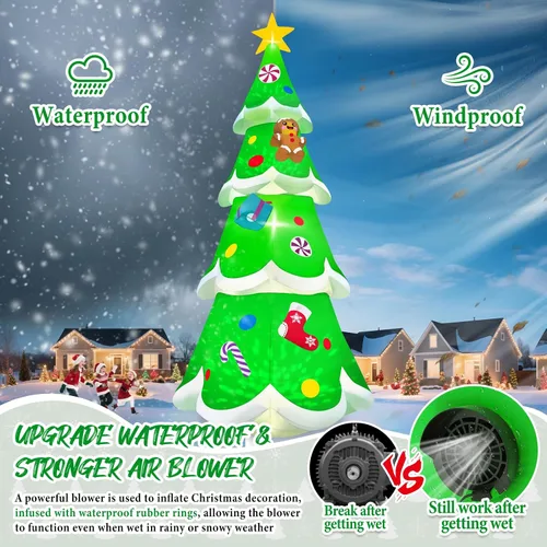 Vista 5 de Kalolary Árbol de Navidad inflable de 20 pies con luz LED, inflable gigante para exteriores, decoración al aire libre para fiestas, patio, césped