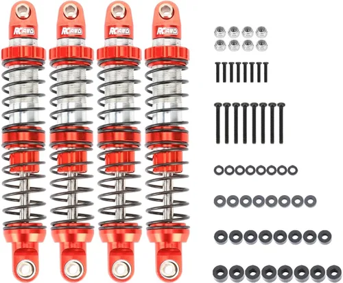 Vista 16 de RCAWD 7075 Amortiguadores de 80mm Universales para 1/10 RC Crawler, Mejoras para SCX10 I II III Pro 90046 AXI231017 TRX4 TRX6 Redcat D90 MST RC Negro
