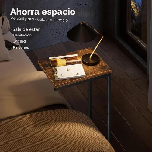 Vista 7 de Simple Trending - Mesa auxiliar en forma de C, mesa lateral para sofá, pequeña mesa de sofá con bandeja para TV y marco de metal para sala de estar
