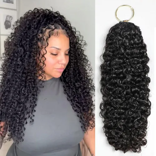 Vista 18 de Paquetes de cabello humano rizado birmano, paquetes de cabello virgen sin procesar, extensiones de cabello humano 16A, cabello humano rizado negro