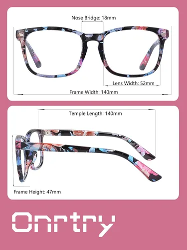 Vista 3 de Onrtry Gafas sin receta para hombres y mujeres, lentes transparentes cuadradas