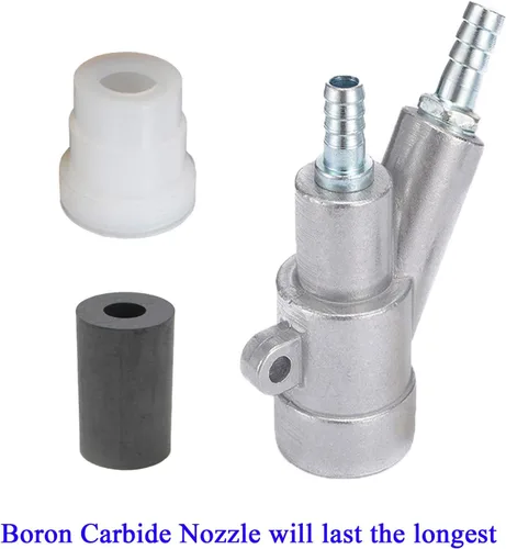 Vista 4 de Kit de pistola de chorro de arena Jewboer, pistola de chorro de arena para gabinete de arenado con boquilla de carburo de boro (6 mm)