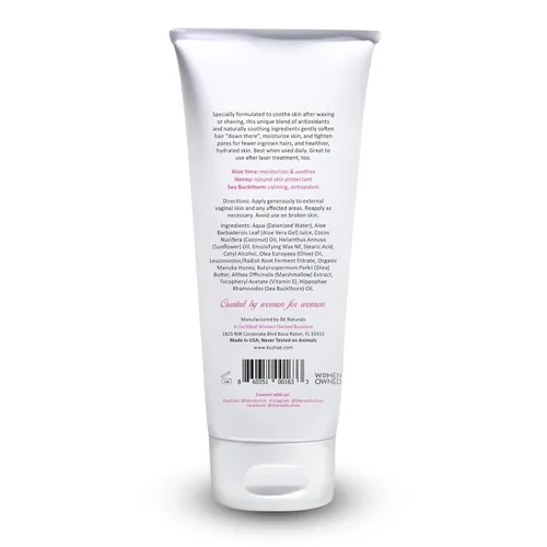 Vista 9 de Kushae Crema calmante femenina para después del afeitado, hecha por obstetra/ginecología, natural, sin fragancia, a base de aloe, hidratante íntimo