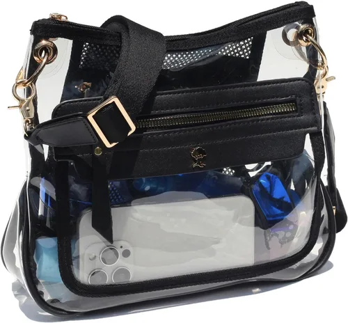 Vista 9 de Bolsas cruzadas transparentes para mujeres, bolsa transparente aprobada para estadios, para conciertos, eventos, bolsa de plástico transparente