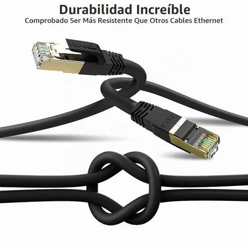 Vista 5 de HiiPeak Cable Ethernet Cat8 de 1 pie, para interiores y exteriores, alta velocidad, 26 AWG Cat8, cable LAN de red Cat8 de 2000 Mhz, 40 Gbps con Negro
