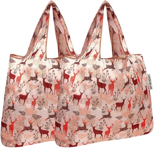 Vista 43 de allydrew Bolsa plegable de nailon para comestibles reutilizable (Set de 2), Ballenas Azules