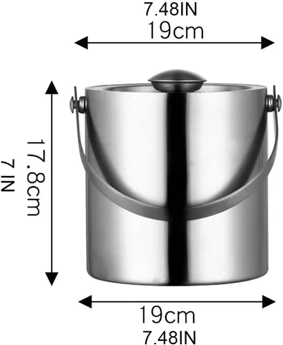 Vista 5 de Cubo de hielo – Cubo de aislamiento térmico doble de 3L, barra nórdica y KTV para cerveza y vino y cóctel y champán con tapa, champán/dorado/plata