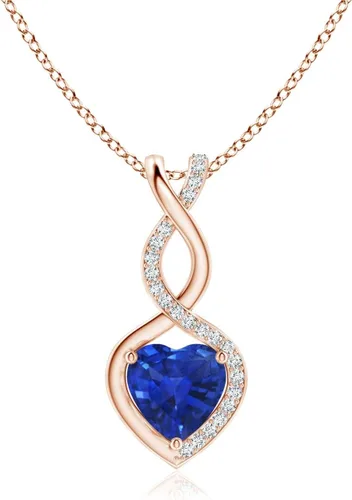 Vista 22 de Angara Heart-Shaped Blue Sapphire Infinity Pendant with Diamond Accents Oro Rosa