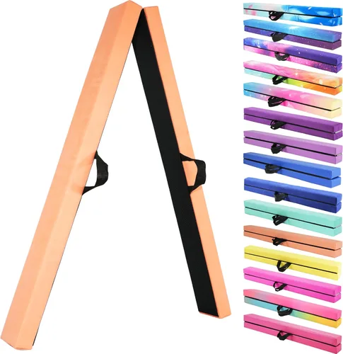 Vista 21 de FC FUNCHEER - Viga de equilibrio plegable, viga de suelo para gimnasia, equipo de gimnasia para niños, base de madera, fondo antideslizante y bolsa