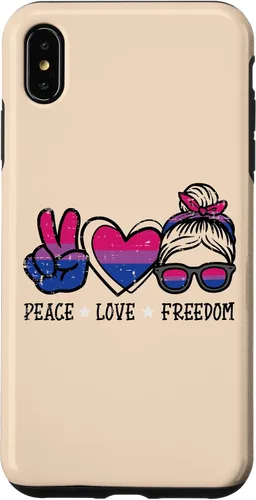 Vista 7 de Funda para iPhone 14 Pro Max Peace Love Freedom Bisexual Girl Bi Pride Flag LGBTQ