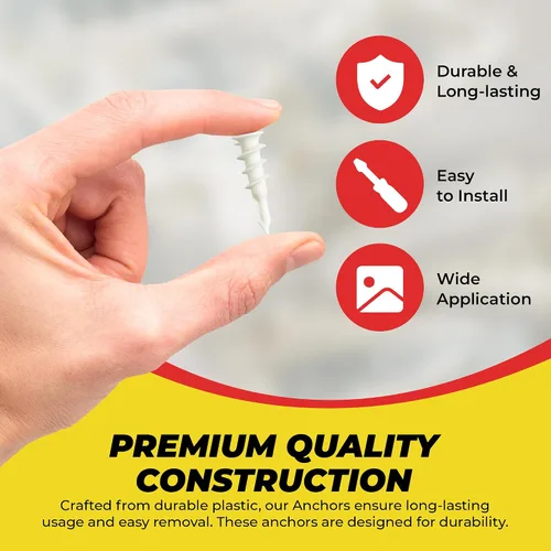 Vista 2 de Qualihome Kit de anclajes de yeso autoperforantes pequeños N.6 de plástico con tornillos