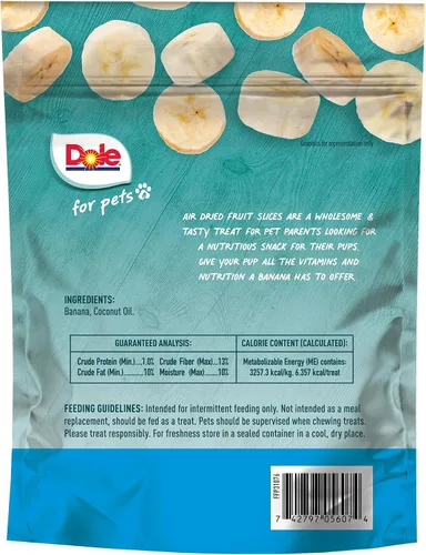 Vista 5 de Dole Golosinas para perros de plátano secado al aire para mascotas, 6 onzas Hecho con plátano real, un solo ingrediente, golosinas para perros