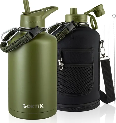 Vista 8 de COKTIK Botella de agua deportiva de 22 onzas, botella de agua de acero inoxidable para aislamiento térmico, botella de viaje reutilizable