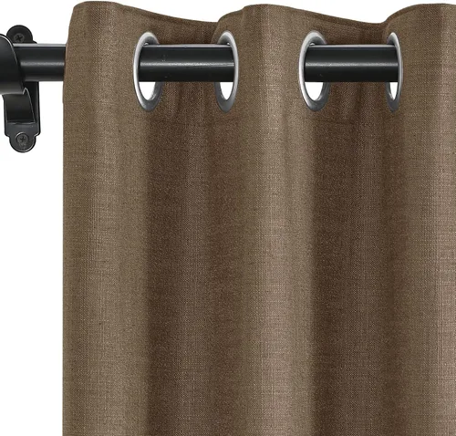 Vista 15 de Fcosie Cortinas opacas de lino 100 % opacas de 50 pulgadas de ancho x 63 pulgadas de largo, paneles de cortina con ojales para sala de estar